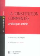 Couverture du livre « La constitution commentée article par article » de Simon-Louis Formery aux éditions Hachette Education