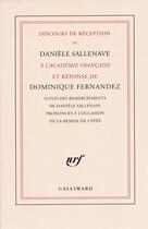 Couverture du livre « Discours de réception à l'Academie francaise » de Daniele Sallenave aux éditions Gallimard