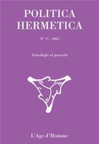 Couverture du livre « P17 politica hermetica 2003 » de Revue aux éditions L'age D'homme