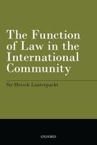 Couverture du livre « The Function of Law in the International Community » de Lauterpacht Hersch aux éditions Oup Oxford