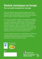 Couverture du livre « Déchets municipaux en Europe ; vers une société européenne du recyclage » de Acr(Association Cite aux éditions Edisens