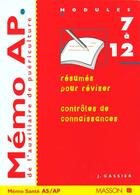 Couverture du livre « Memo ap de l'auxiliaire de puericulture, modules specifiques 7 a 12 » de Gassier aux éditions Elsevier-masson