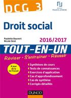 Couverture du livre « DCG 3 ; droit social 2016/2017 ; tout-en-un (9e édition) » de Paulette Bauvert aux éditions Dunod