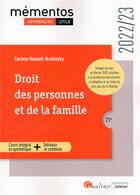 Couverture du livre « Droit des personnes et de la famille (édition 2022/2023) » de Corinne Renault-Brahinsky aux éditions Gualino