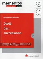 Couverture du livre « Droit des successions (édition 2021/2022) » de Corinne Renault-Brahinsky aux éditions Gualino