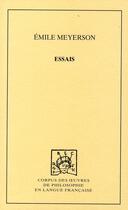 Couverture du livre « Essais » de Emile Meyerson aux éditions Pu De Dijon