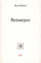 Couverture du livre « Remarques » de Rene Belletto aux éditions P.o.l